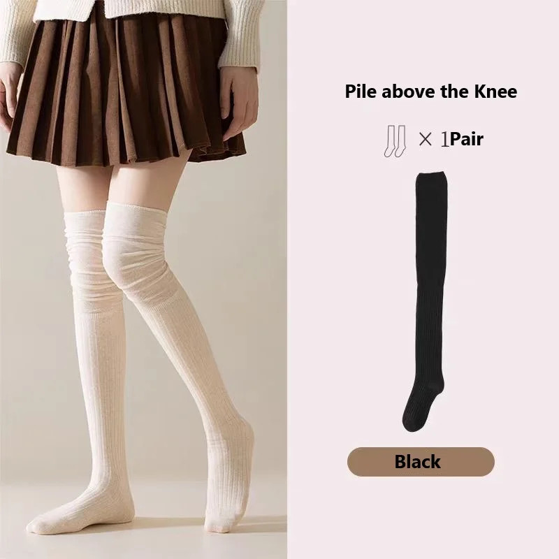 1/3P Women Long Socks Boot Solid Thigh Stocking Skinny Casual Cotton Over Knee