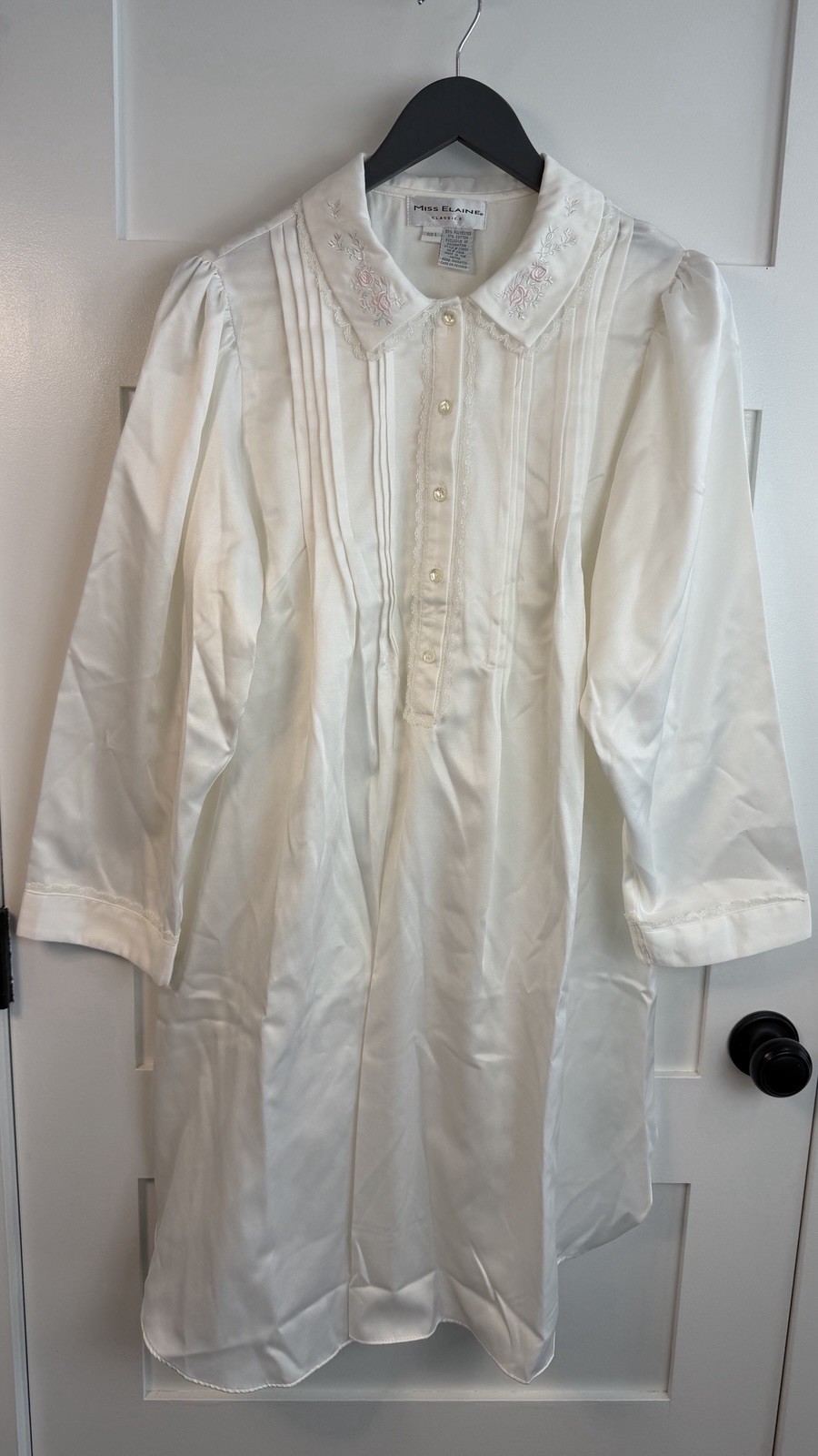 White Long Nightgown Women’s L Miss Elaine Collette Granny Country Core Vintage