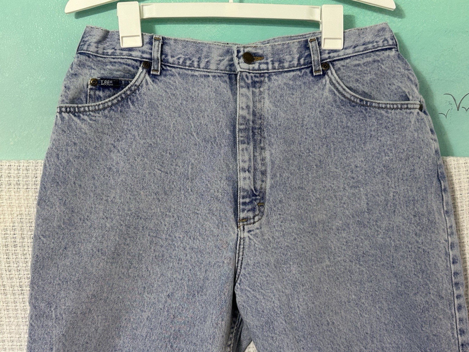 Vintage 80s 90s Stone Washed High Waisted Tapered Leg Lee Mom Jeans 16 18 Womens