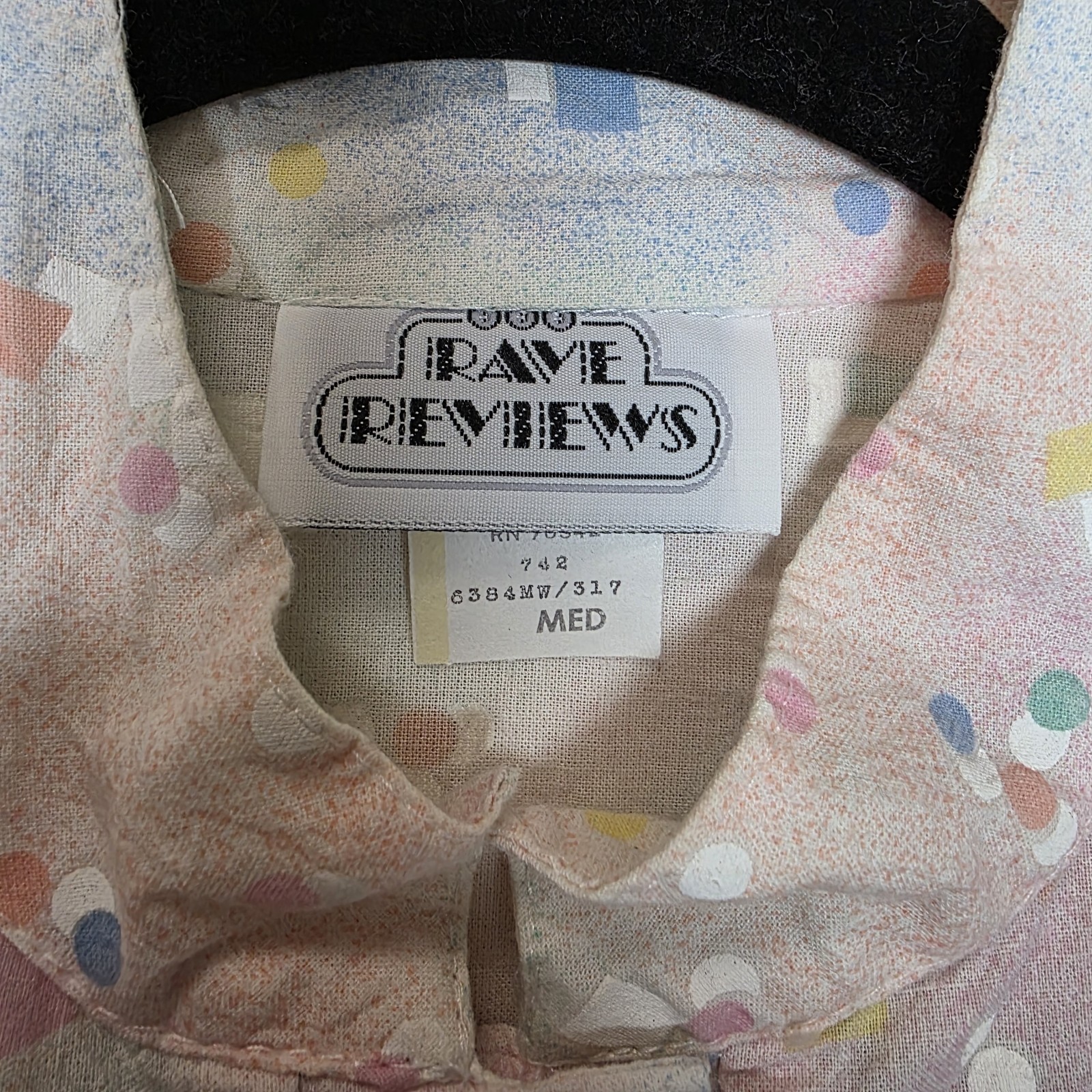 Vintage 1980s Crop Top Geometric Paint Pastels USA Women’s Retro Pop Sz Medium