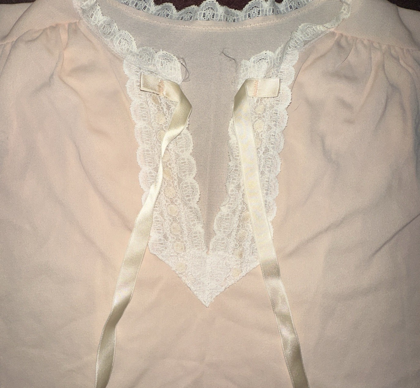 Vtg Sears Nightie Pink Peach Sleeveless Nylon Sleep Shirt Lingerie SIZE 32-24