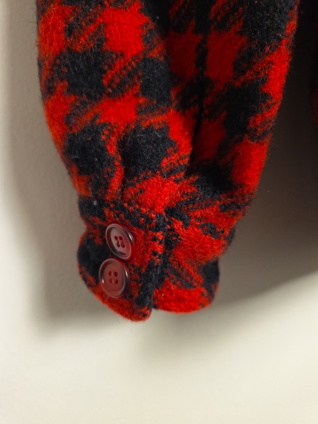 Vintage Pendleton Houndstooth Coat 1950s Button Up Black & Red Women’s Petite