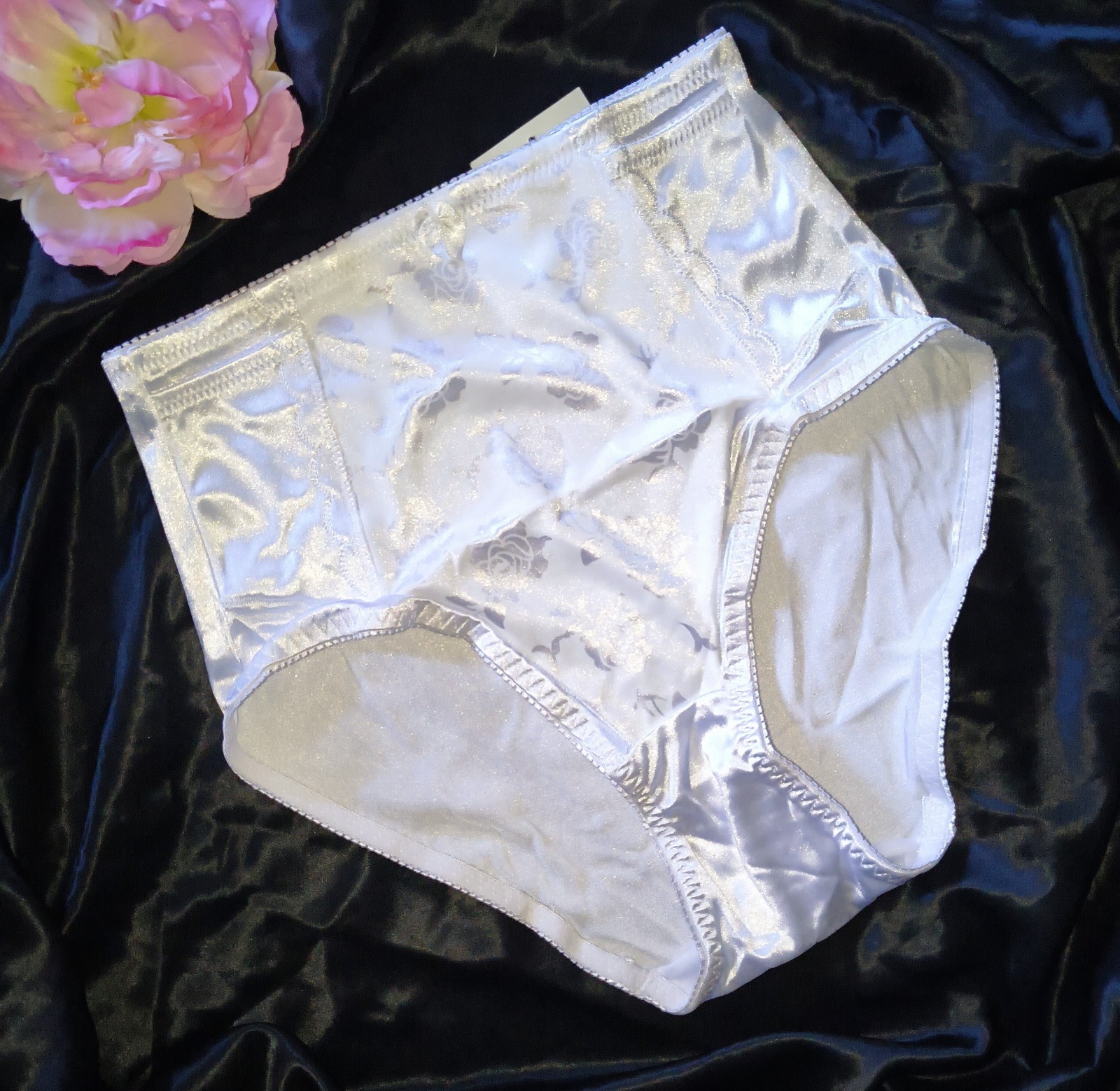Vintage Second Skin Satin High Waisted Full Brief Girdle Granny Panties NOS- MED