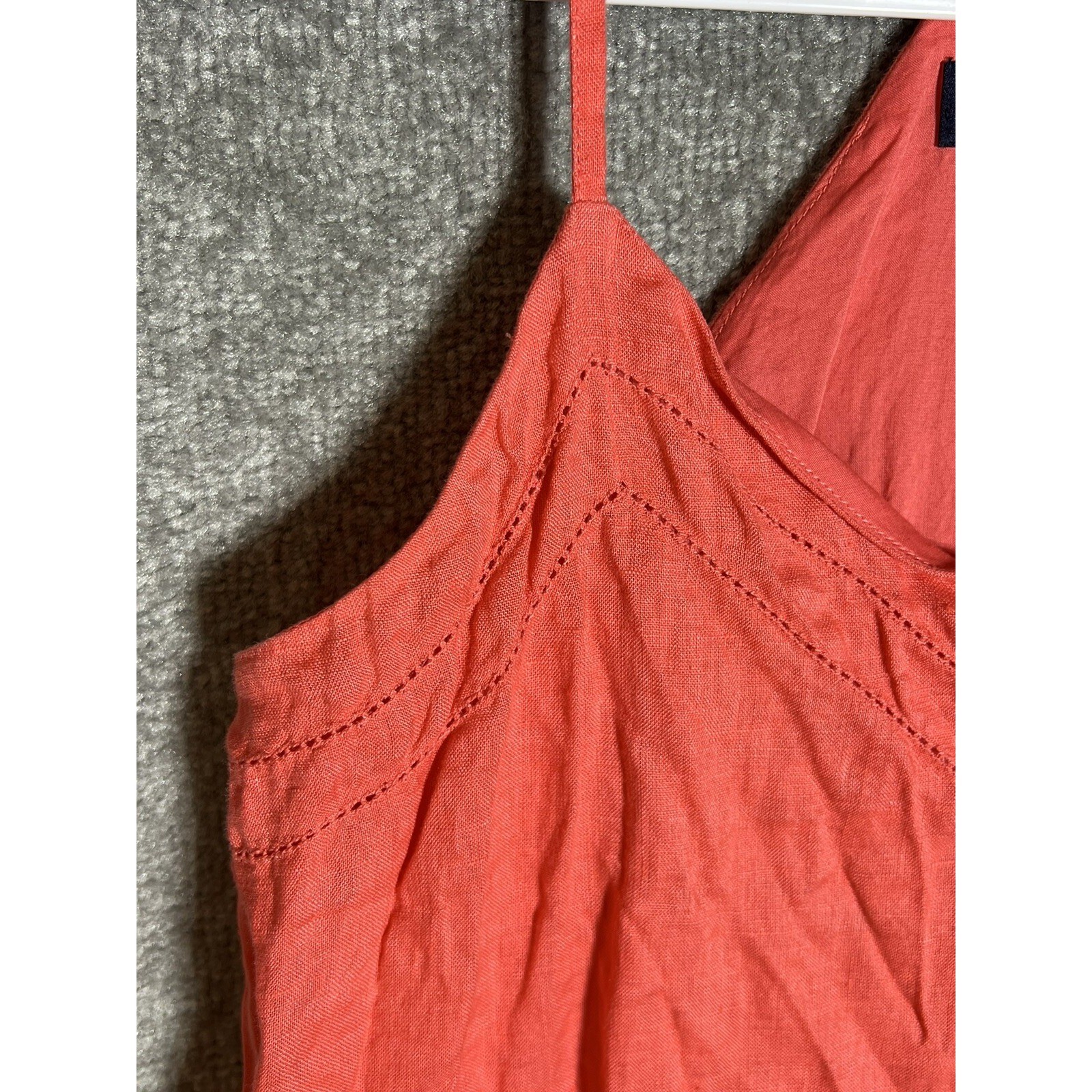 Gap Linen Cami Dress Womens Size 2 Fire Coral Lined Pockets Racerback A-Line