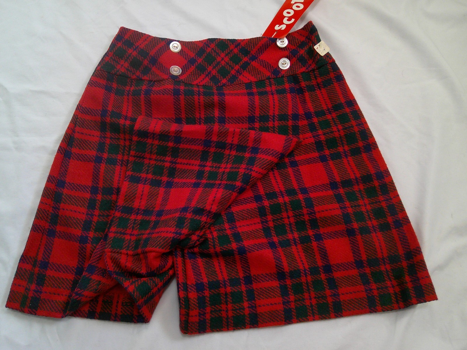 Vtg 60’s/70’s MOD Red/Black Plaid Mini SCOOTER Skort Skirt Women’s S NWT NOS