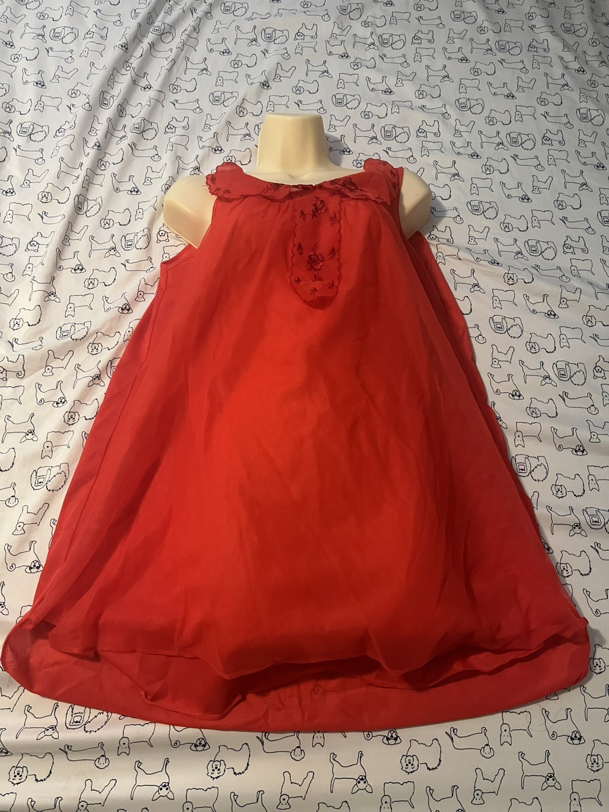 Vintage double lay Red Nightgown Teddy L unbranded see pictures