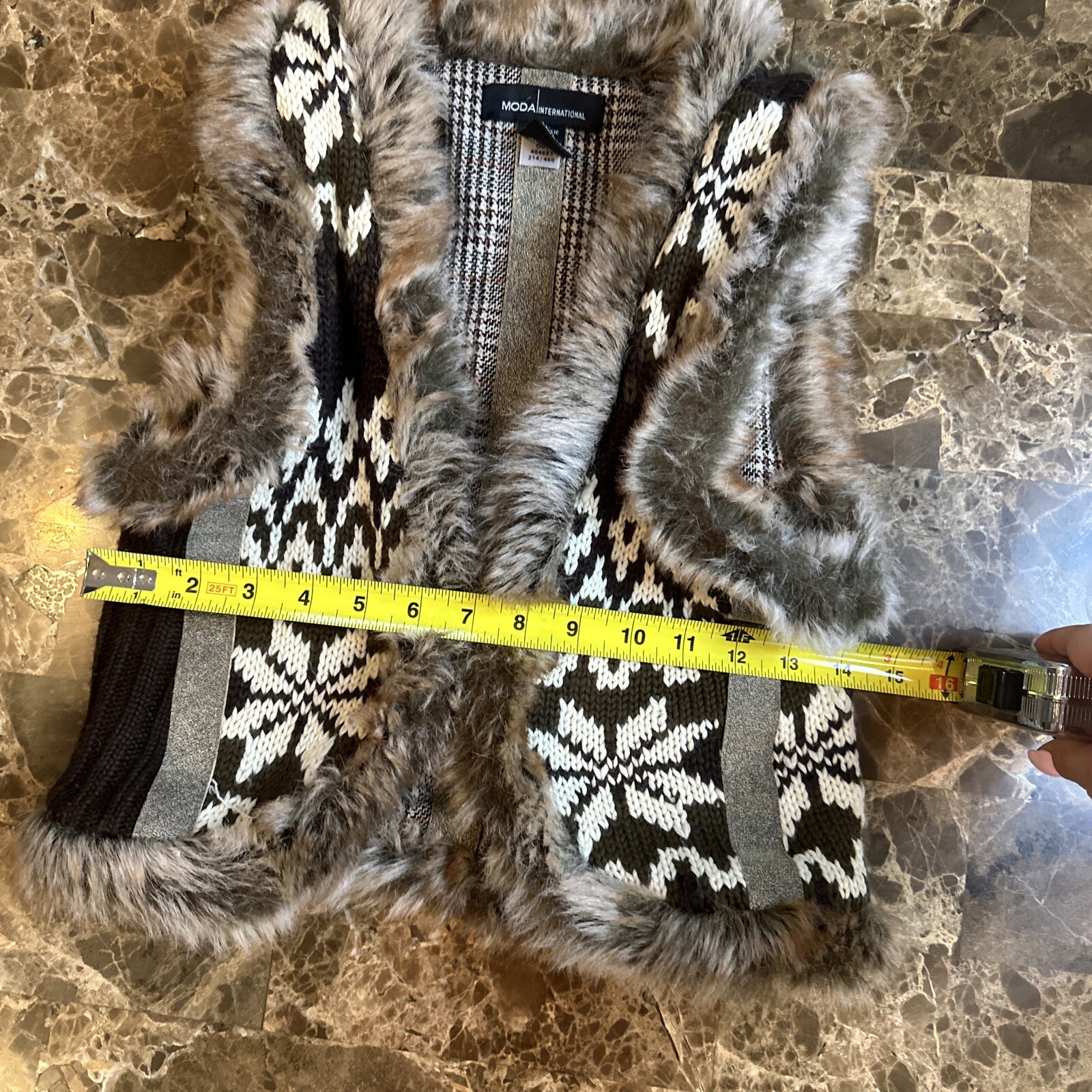 Y2K SNOWFLAKE FUR VEST S/M HIPPIE BOHO SKATER GRUNGE WHIMSIGOTH FAIRY WITCHY