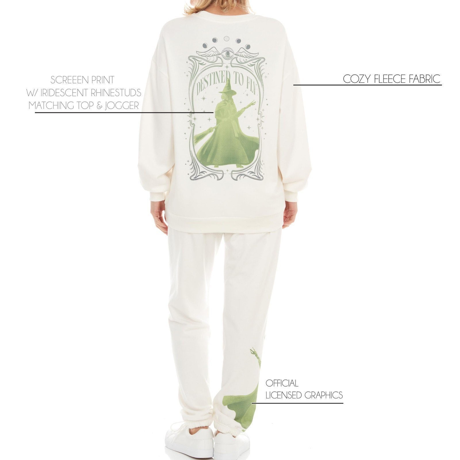 Wicked Women’s, Ladies & Juniors Off-white 2-piece Crewneck & Jogger Set