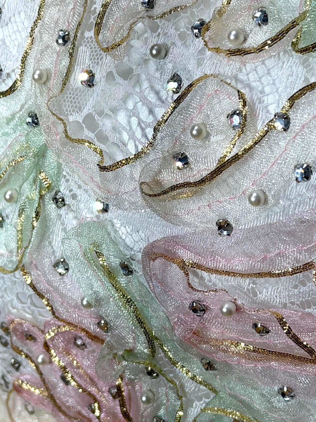 Vintage 80s Rose Taft Couture Fashions gown pastel beaded strapless with bolero