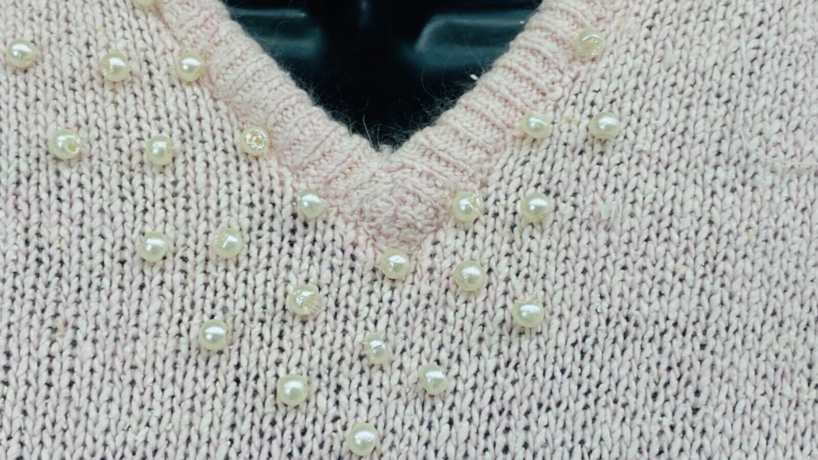 Vintage 1980s pink silk Angora knit dress, light long sleeve sweater pearls XS S