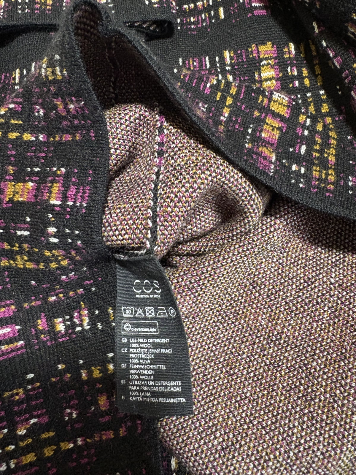 COS Women’s Blazer Wool knit long Cardigan Coat Jacket Plaid Pattern Size Medium