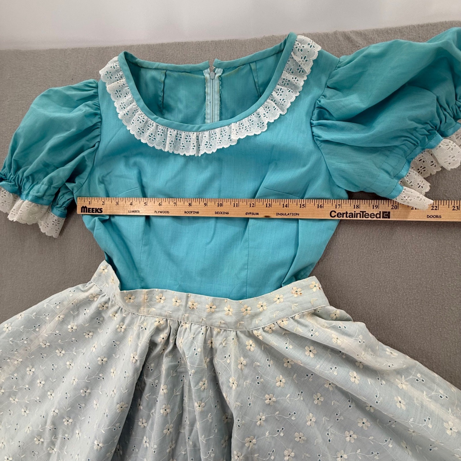 Vintage Square Dance Western Prairie Full Circle Eyelet Lace Pinafore Dress M