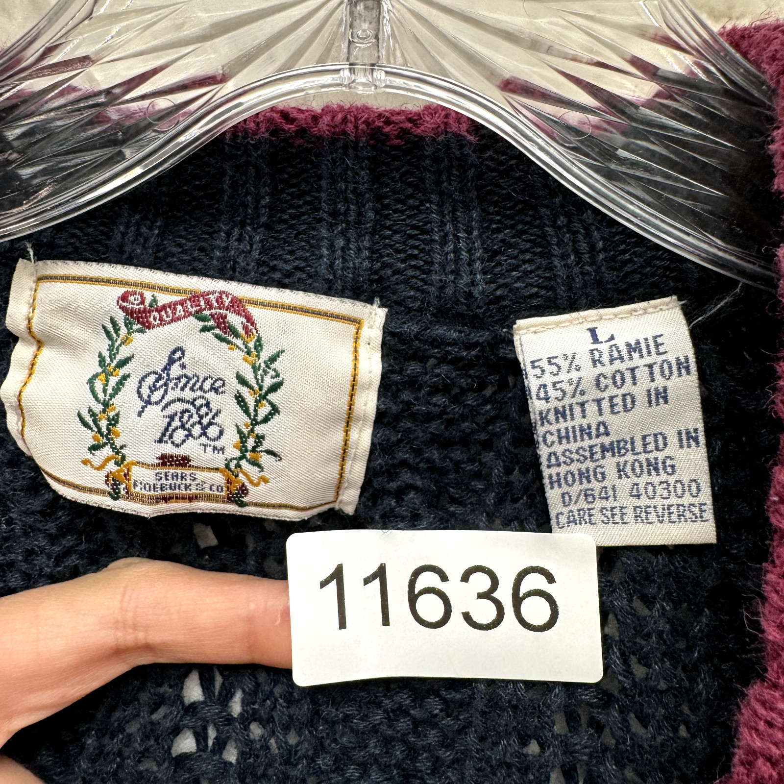 90s Vintage Cardigan Sweater Large Womens Navy Blue Chunky Cable Knit Academia