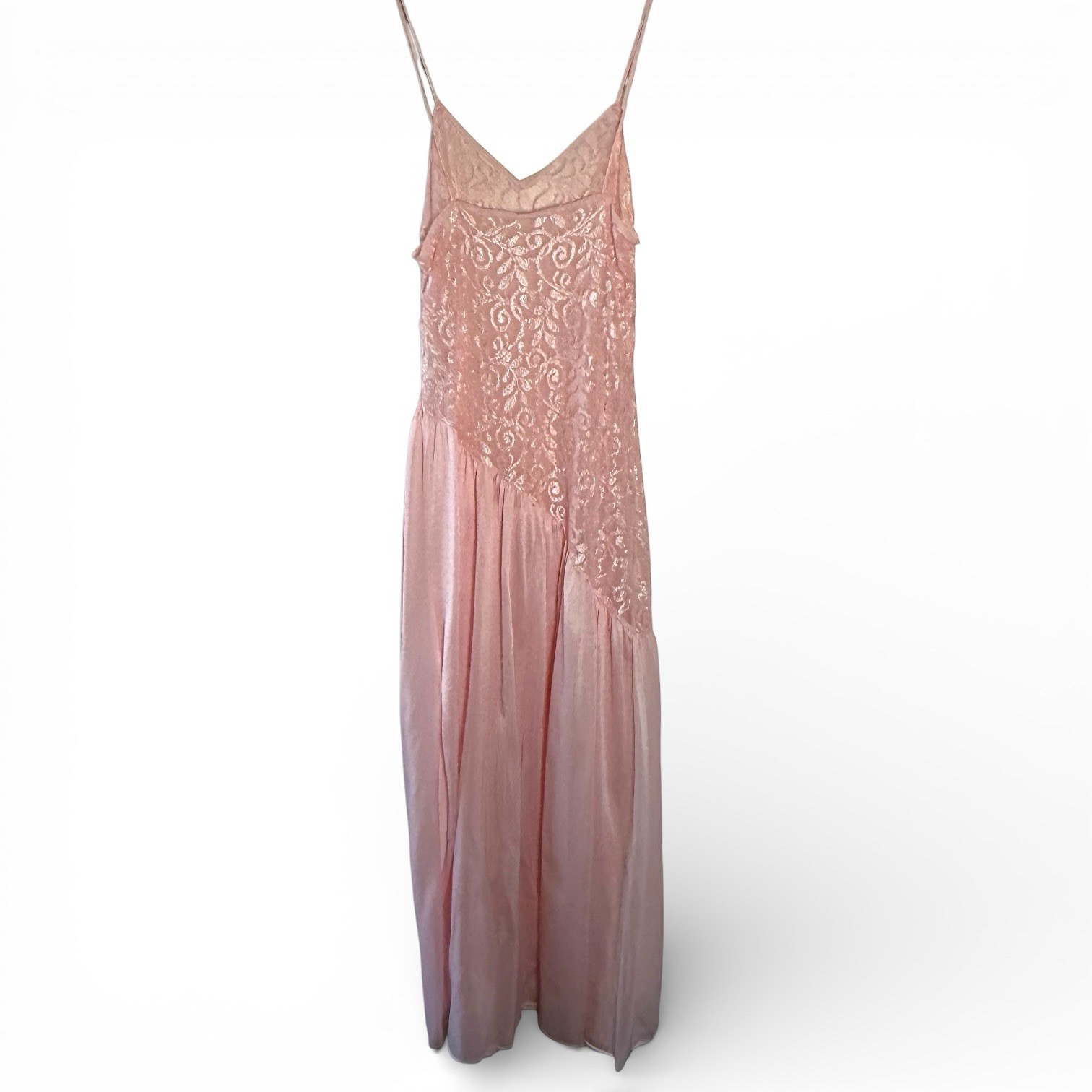 Vintage Pink Lace Slip Size Small Nightgown Lingerie Lace Ethereal Fairy Whimsi