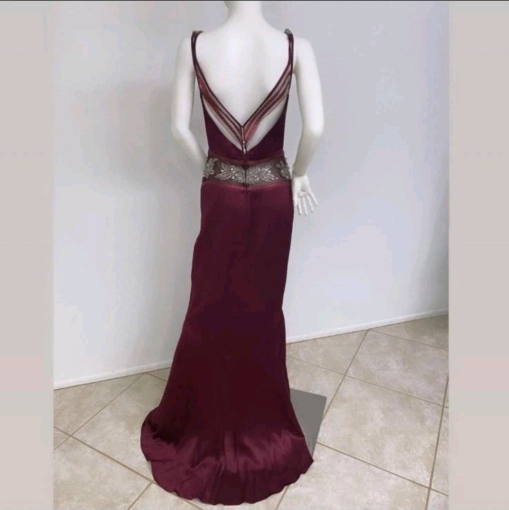 Vintage Glamour Burgundy Beaded Slip Gown
