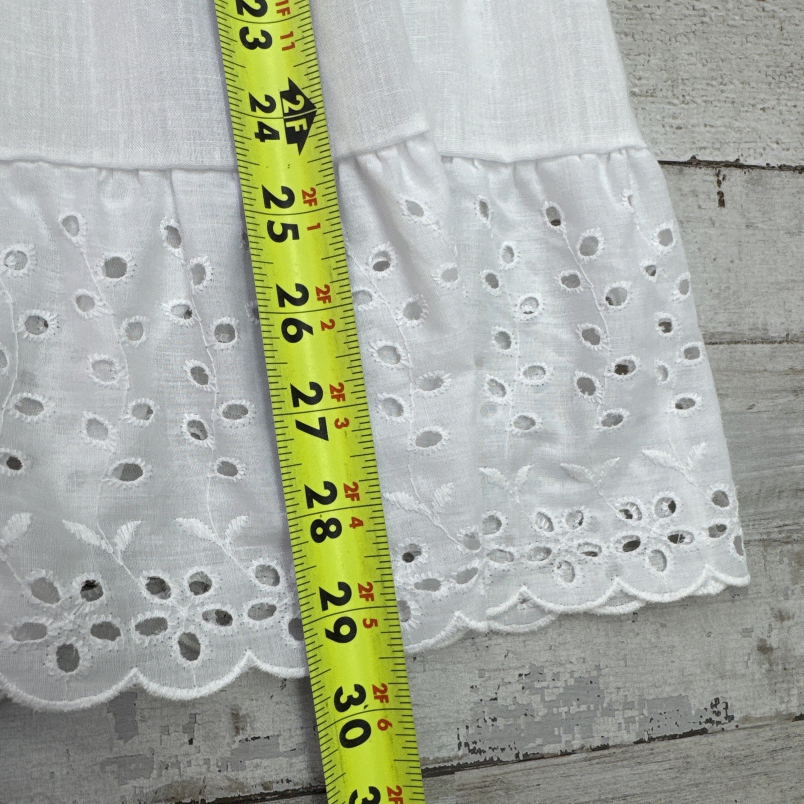 Vintage Victorian White Eyelet Embellished Cotton Maxi Skirt Small Boho Summer