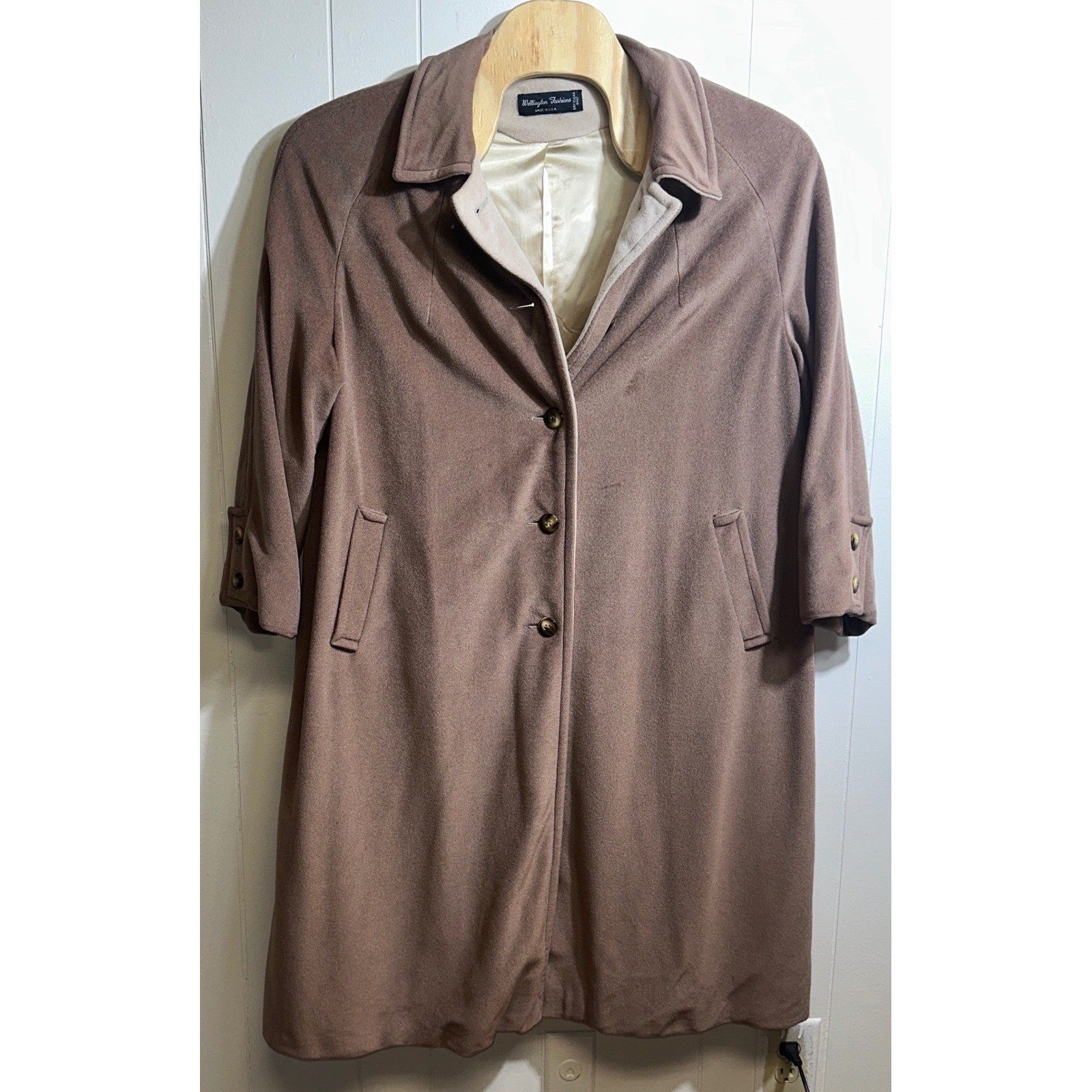 Wellington Fashions Cordana Vintage Brown Velvet Button Front Overcoat USA Made