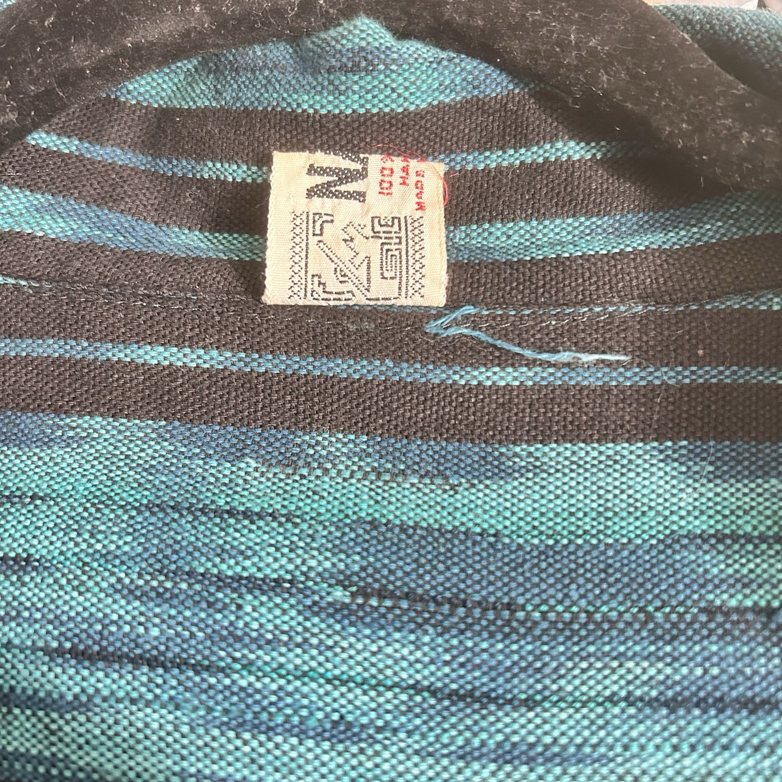 Vintage 80s Teal Blue Striped Cropped Jacket Size XL Colorful Western Southwest
