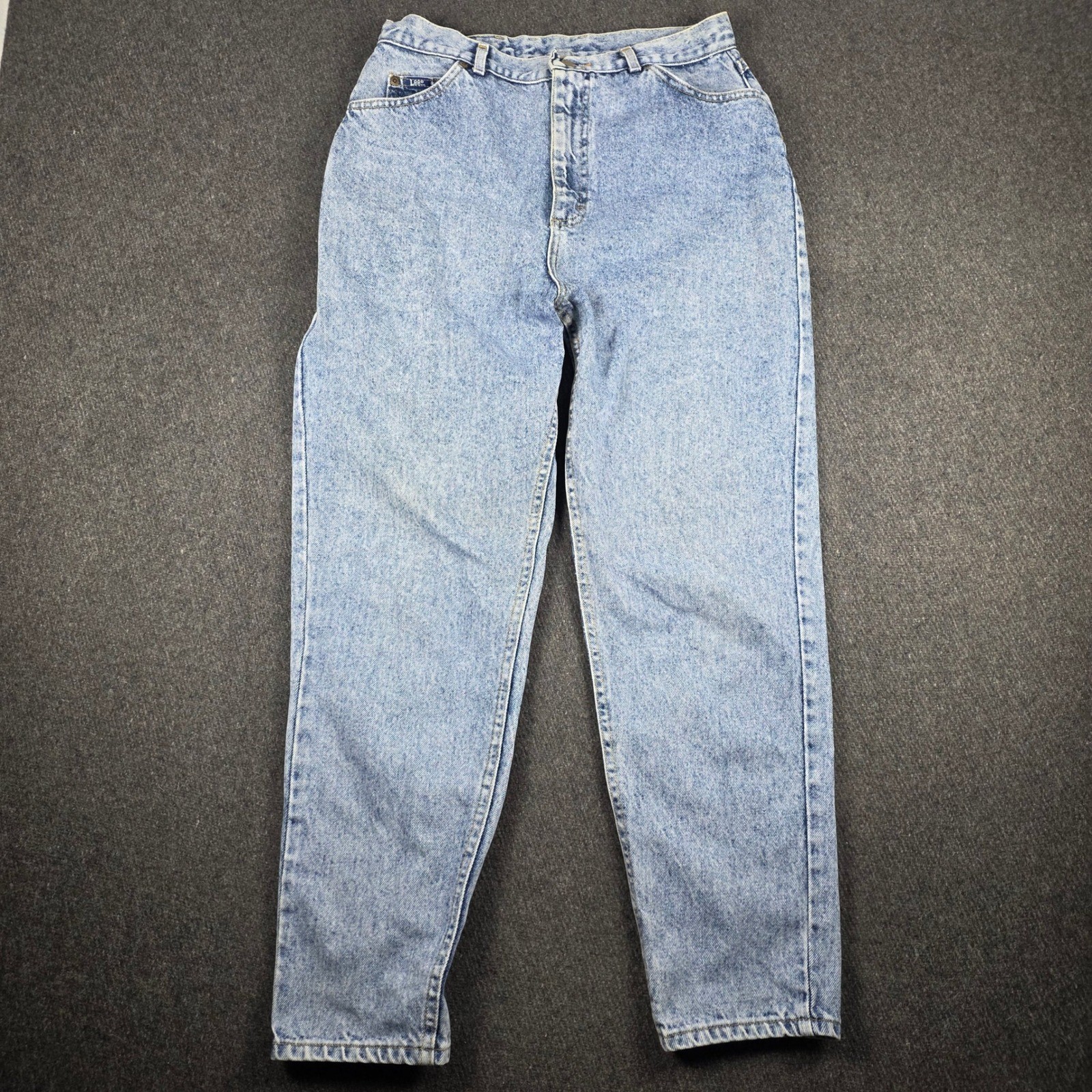 VTG Lee Riders Jeans Women 16 Med Light Blue High Waisted Tapered Made in USA
