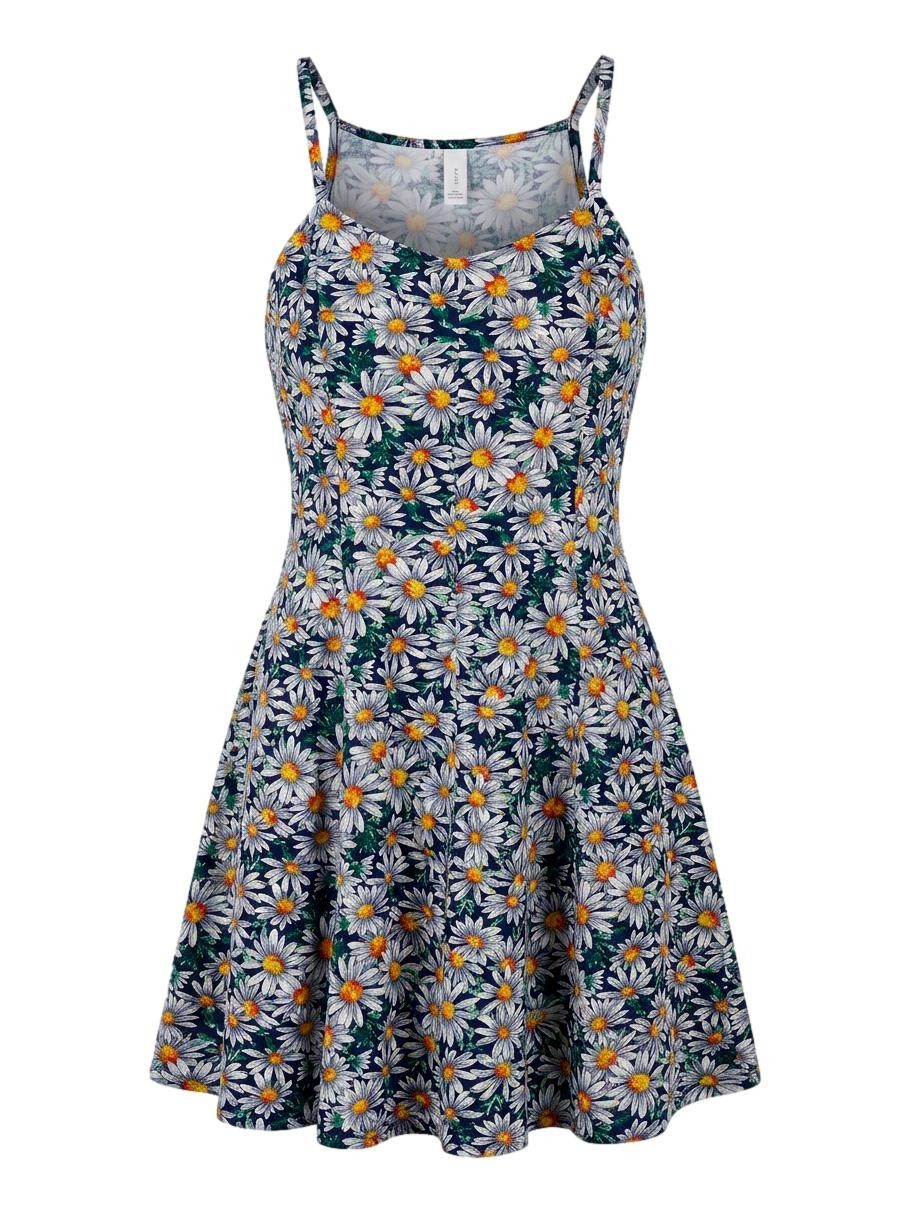 Vintage 90s Daisy Floral Rayon Romper Playsuit 90210 Y2K Tennis Prep M