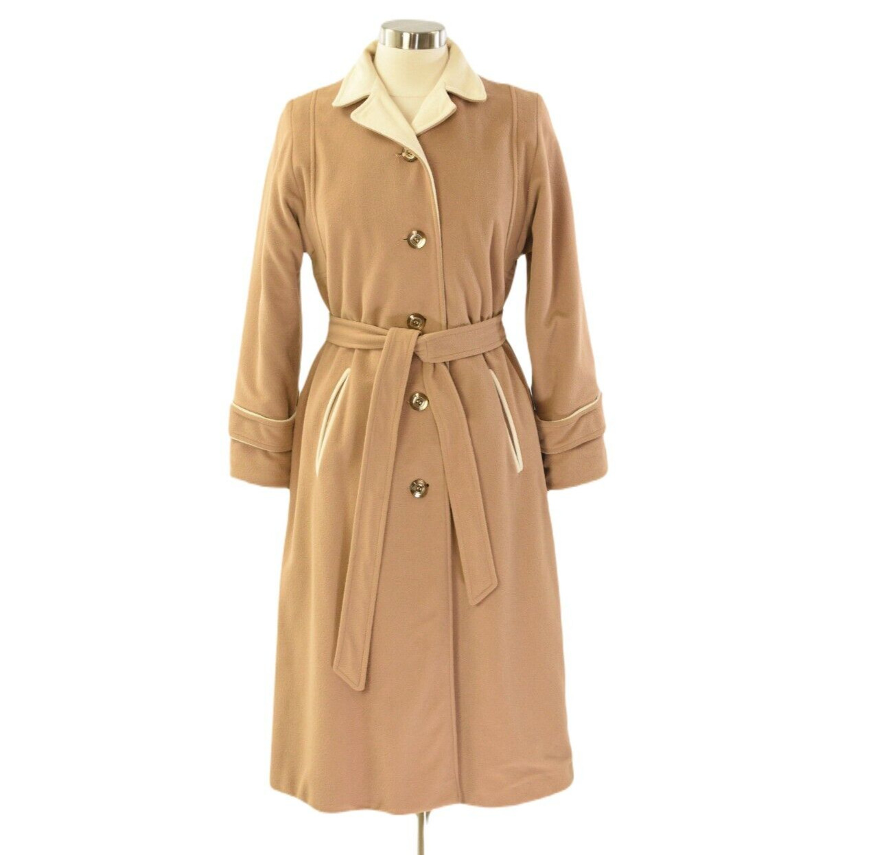 Kashmiracle Coat x Wellington Vintage Long Belted Coat 70s Womens M/L