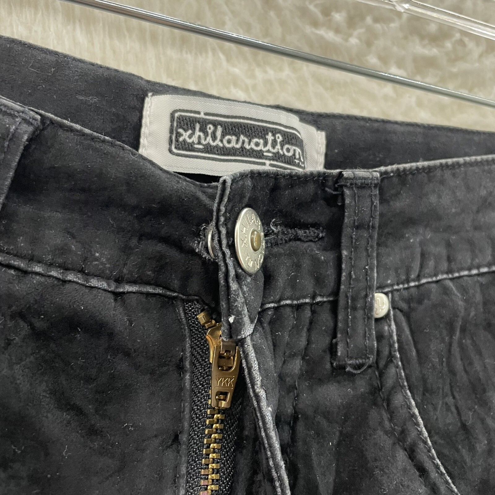 Y2K Vintage Faux Suede Leather Pants 4 6 26 27 Petite Short Black High Waisted
