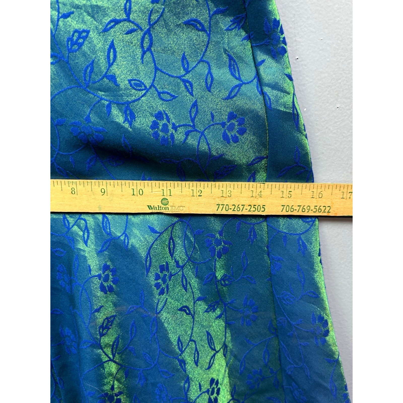 All That Jazz Dress Womens 3/4 Blue Green Iridescent Floral Shimmer Vintage Mini