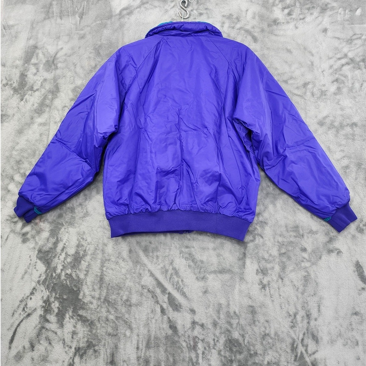 Vintage Columbia Coat Womens XL Blue Purple Reversible Radial Sleeve Puffer Zip