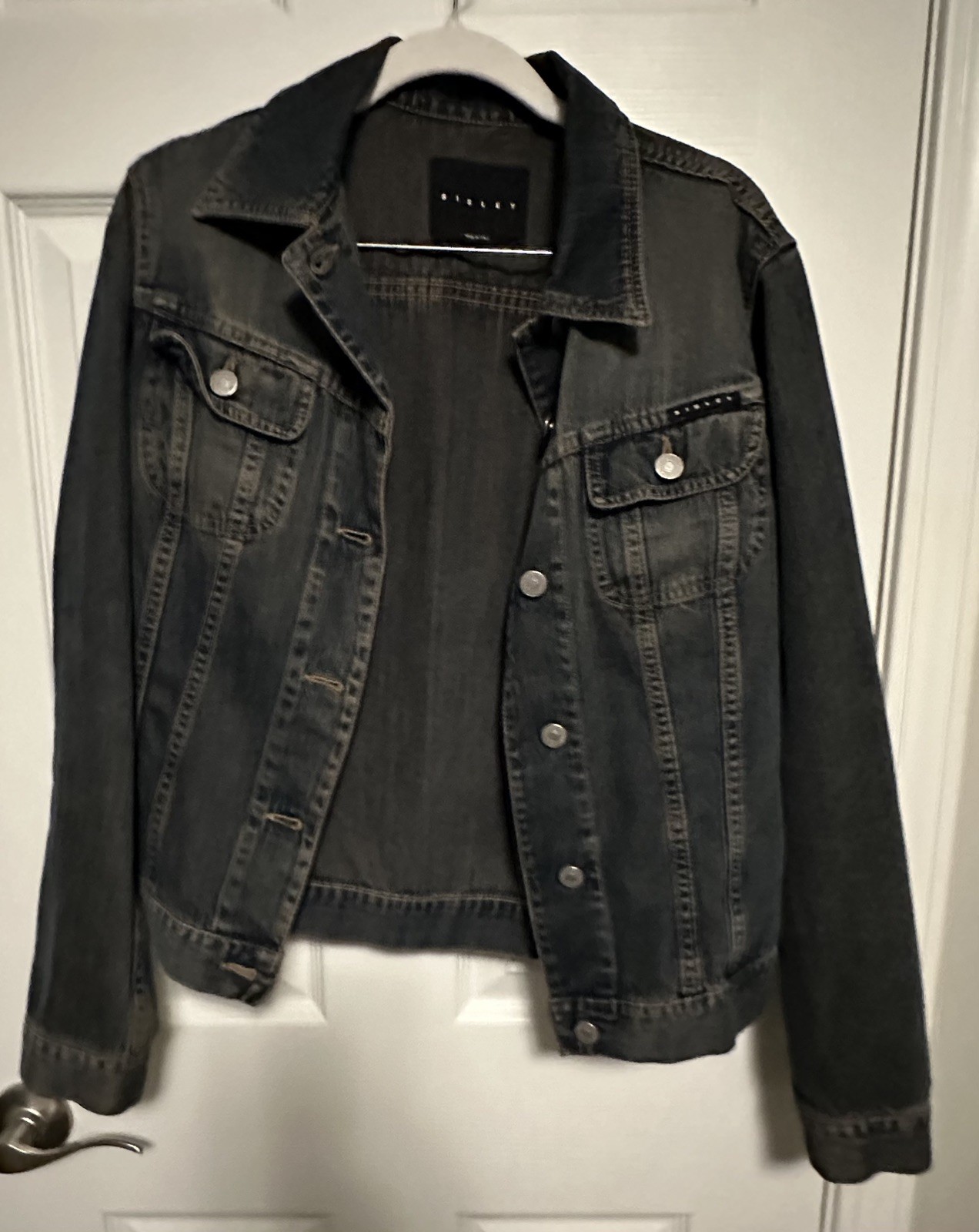 Vintage Sisley Denim Jacket Made in Italy Blue Jean Trucker Jacket Italian Sz S