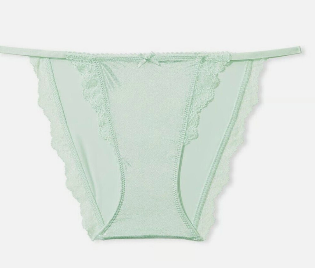 VS Shimmering Metallic Satin Buttery Smooth Panty String Bikini Panties M