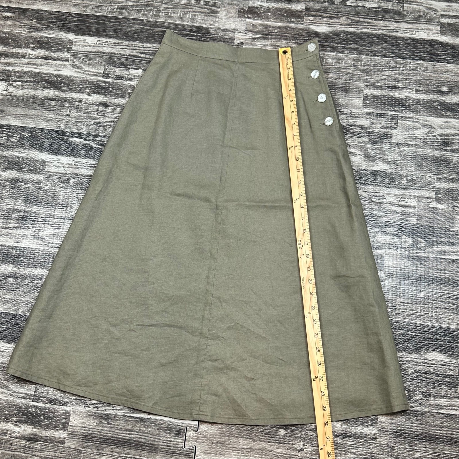 Vintage Talbots 100% Linen Skirt Womens sz 4 Green A Line Full Midi Lagenlook