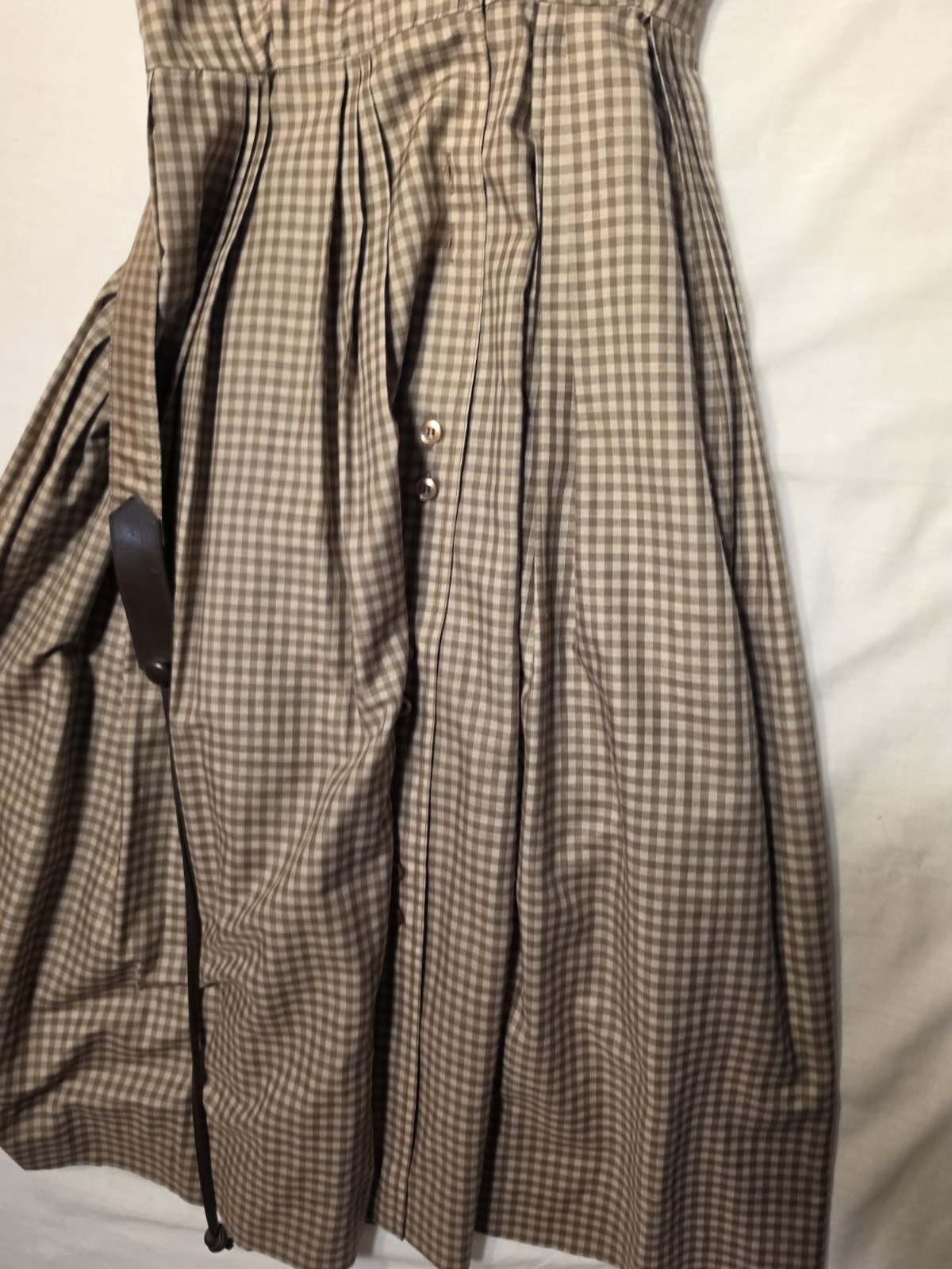 VINTAGE 1950’s – 60’s WESTBURY FULL SKIRT BROWN CHECKED DRESS MEDIUM/ Small