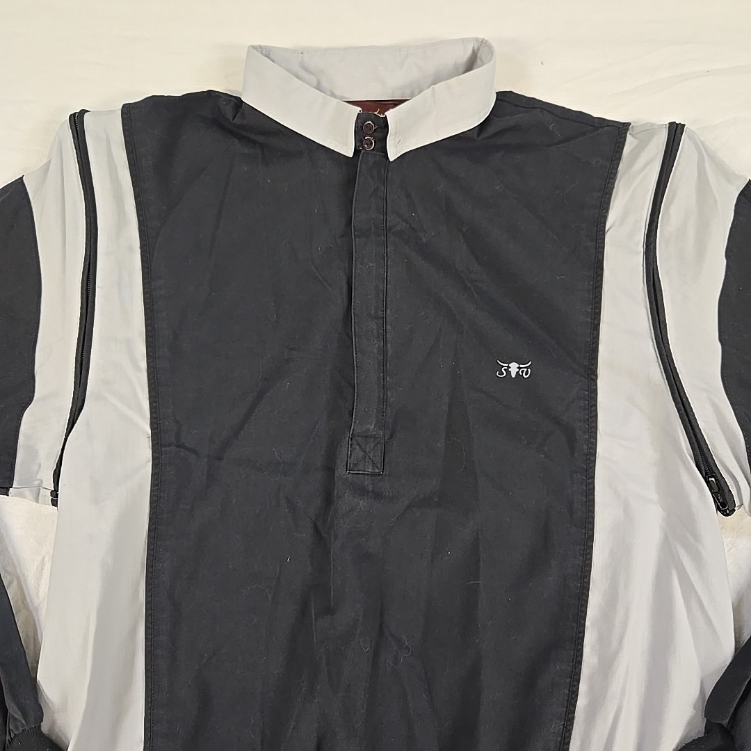 Vintage Sergio Valente 80’s Zipper Sleeve Shirt Size Medium Black Gray