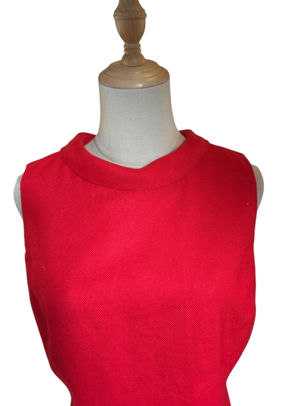 J.B.S. Sleeveless Vintagr Jackie O 60s Bright Red Sleeveless Button Back Top