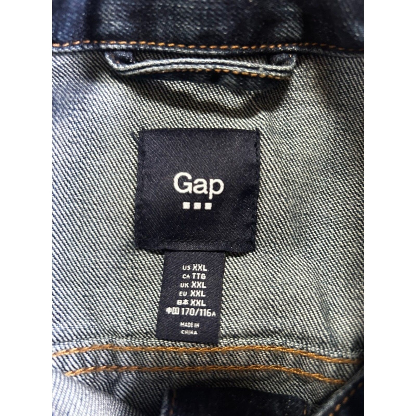 GAP Denim Jacket Large Dark Wash Trucker Jean Jacket 100% Cotton XXL
