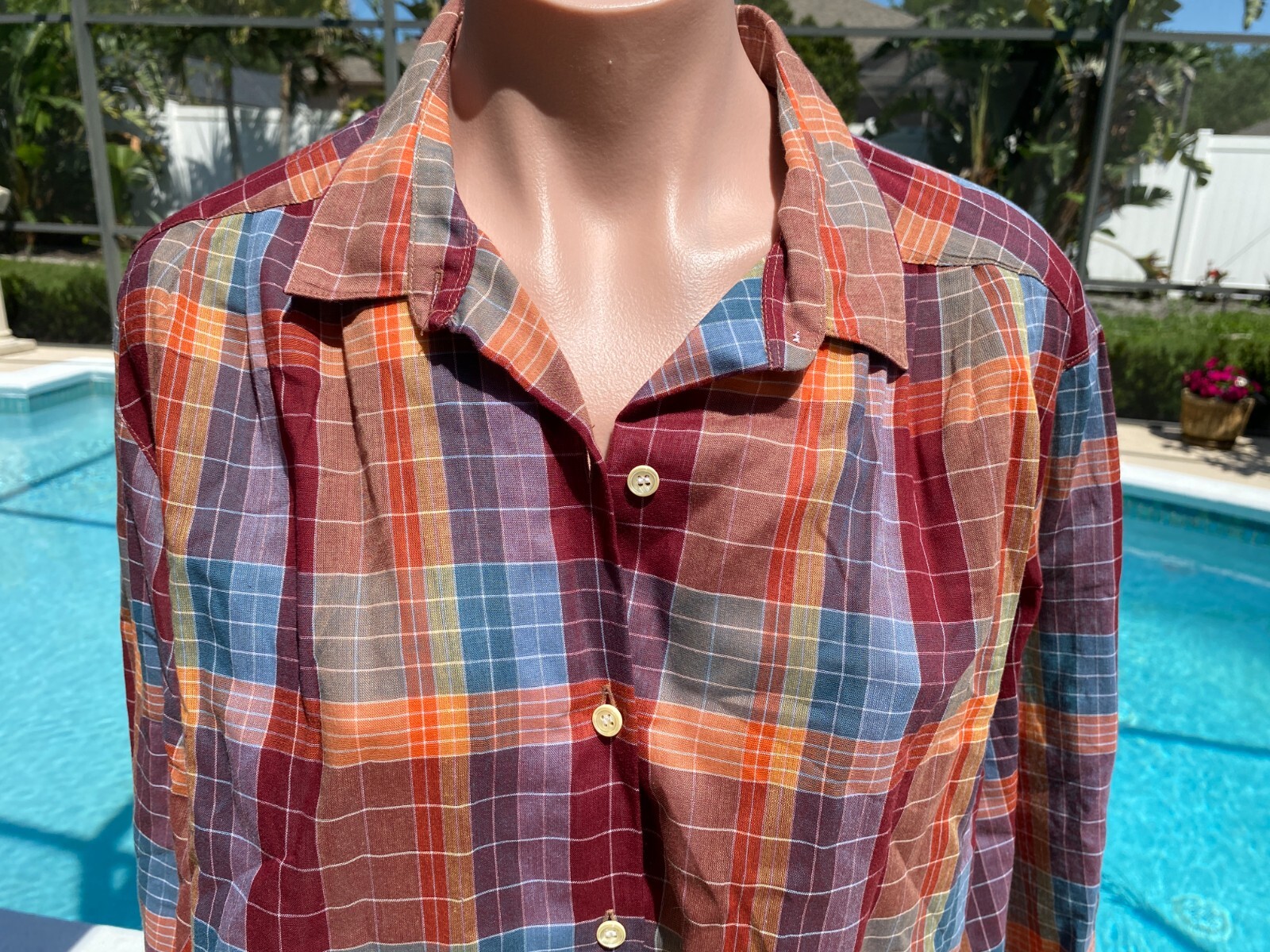 Vintage Levi’s Plaid Sheer Long Sleeve Shirt Womens size 18 XL EUC Western