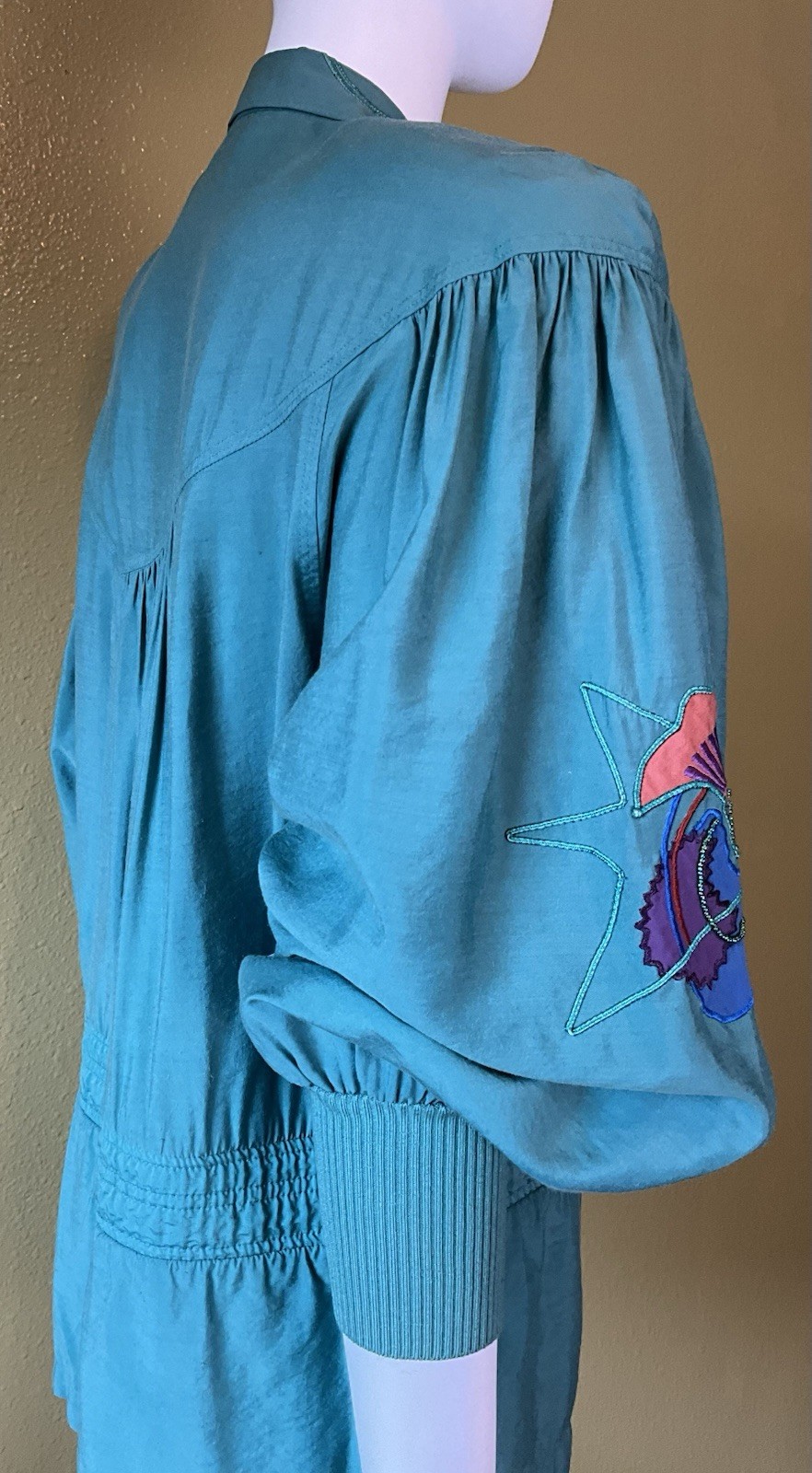 Vtg 80s Marc D’arcy Jacket Embroidered Beaded Applique Shoulder Pads Sz 4 Button
