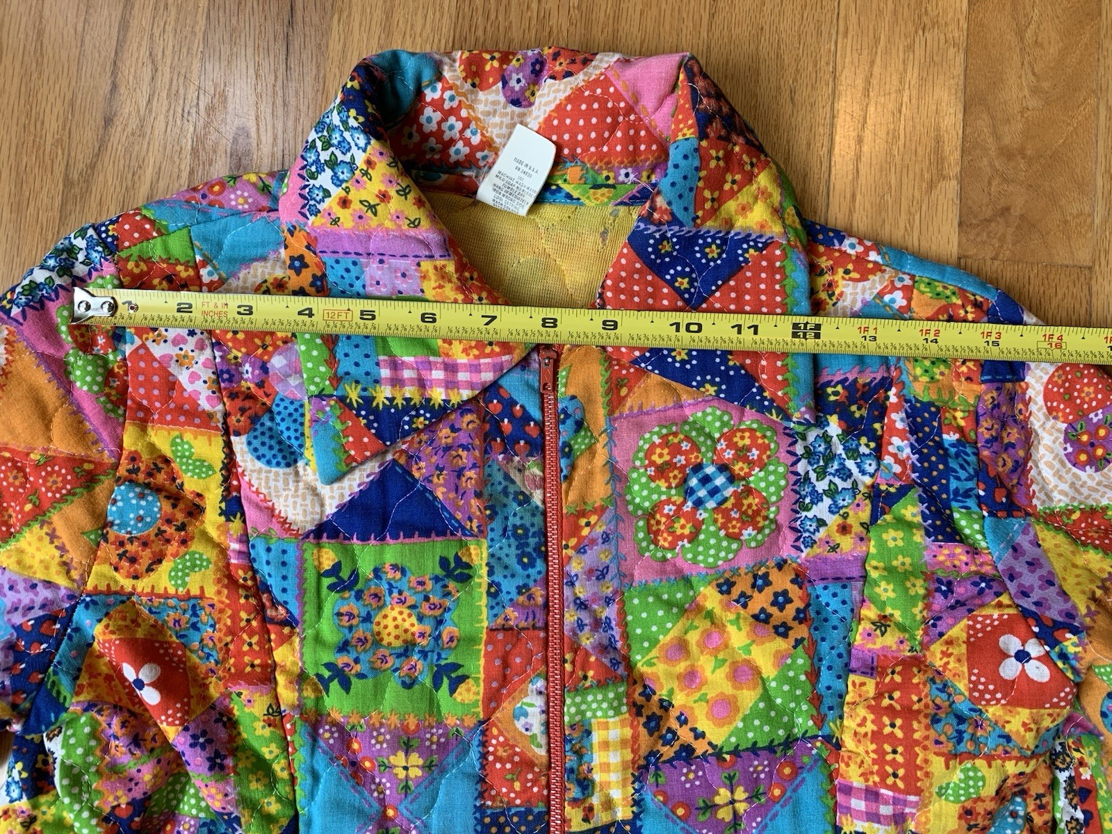 Vintage 1970s Patchwork Robe House Coat Cheater Quilt Psychedelic Funky Retro