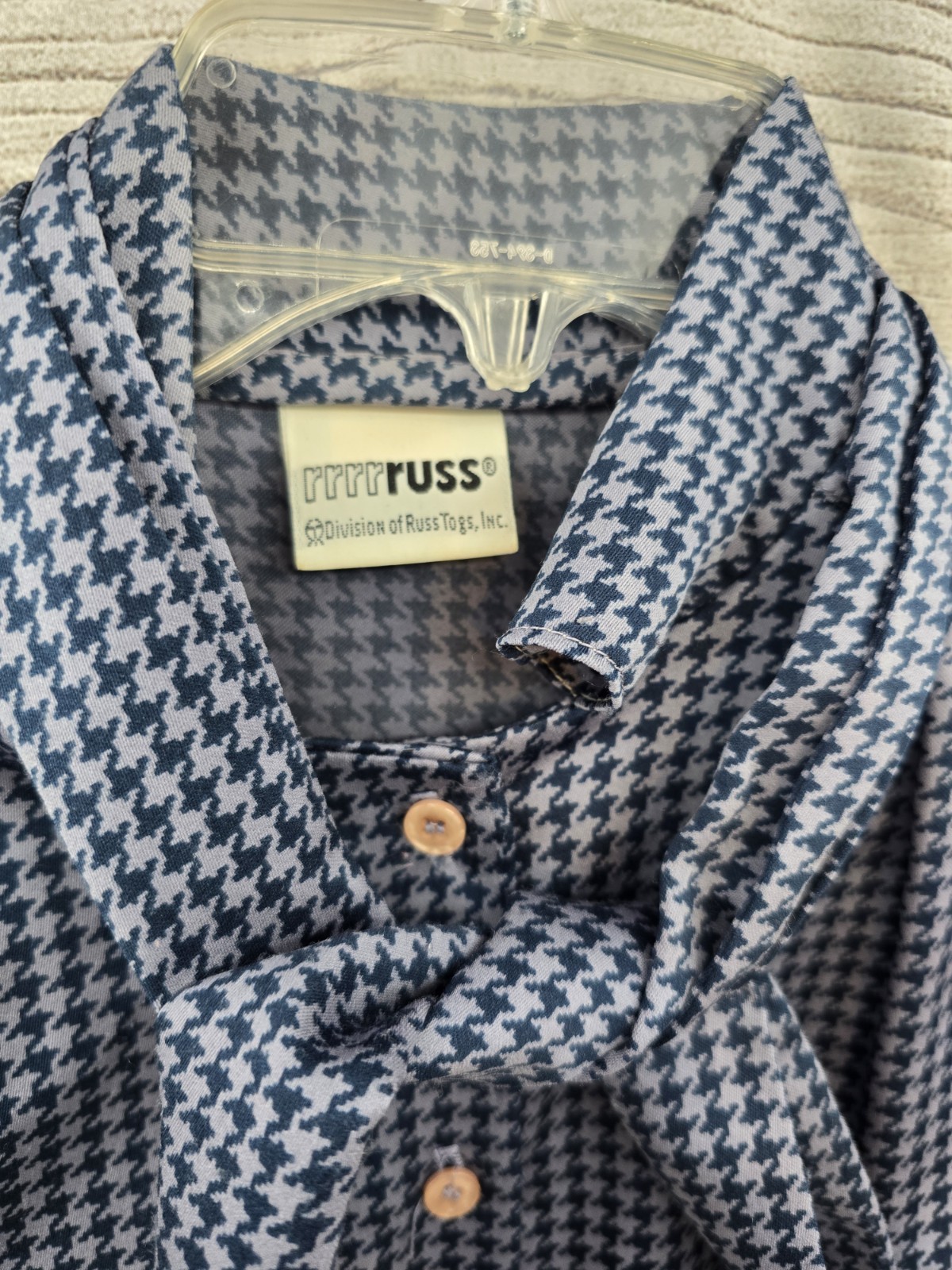 Vintage RRRRuss Secretary Blouse Sz 10 Blue Tie Neck Button Down Top 70’s 80’s