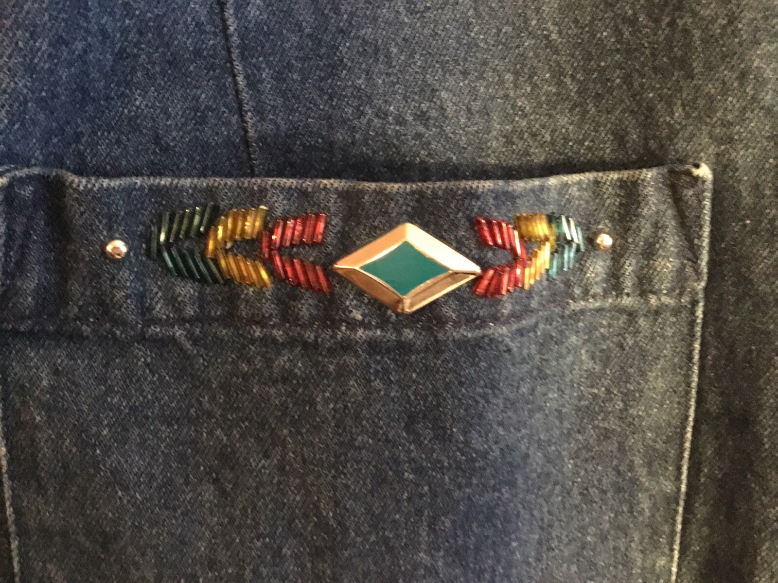 80s Jenjen By Darian Jewel Denim Womens Vintage Blazer Large Western Theme