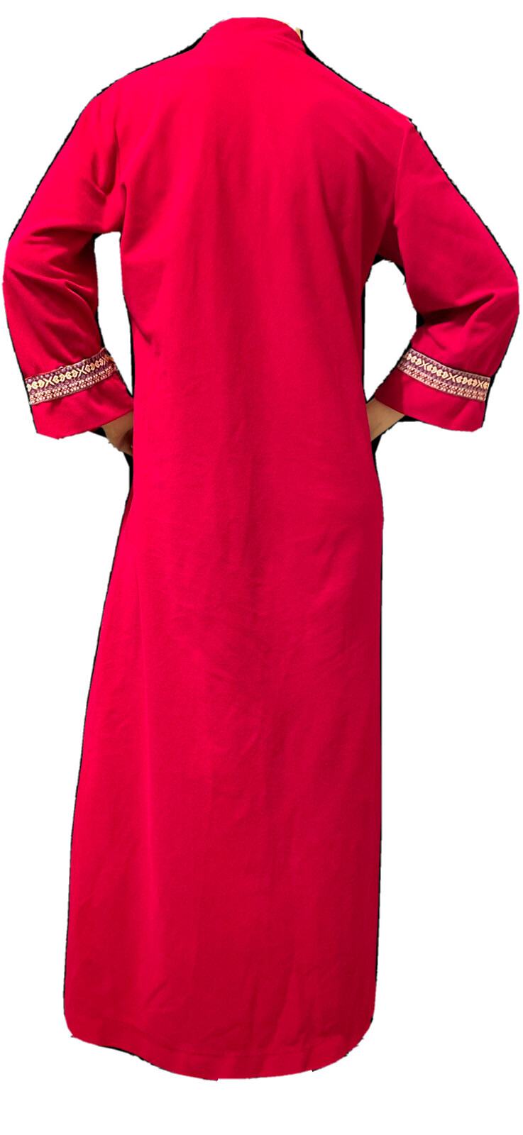 Vintage House Coat At Home Wear Van Raalte Velour Robe Hippie Ribbon Appliqué M