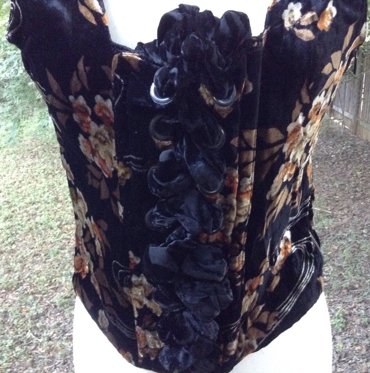 VTG 90s My Boyfriend’s Back SILK VELVET Bustier Sz M Brocade Art Y2K