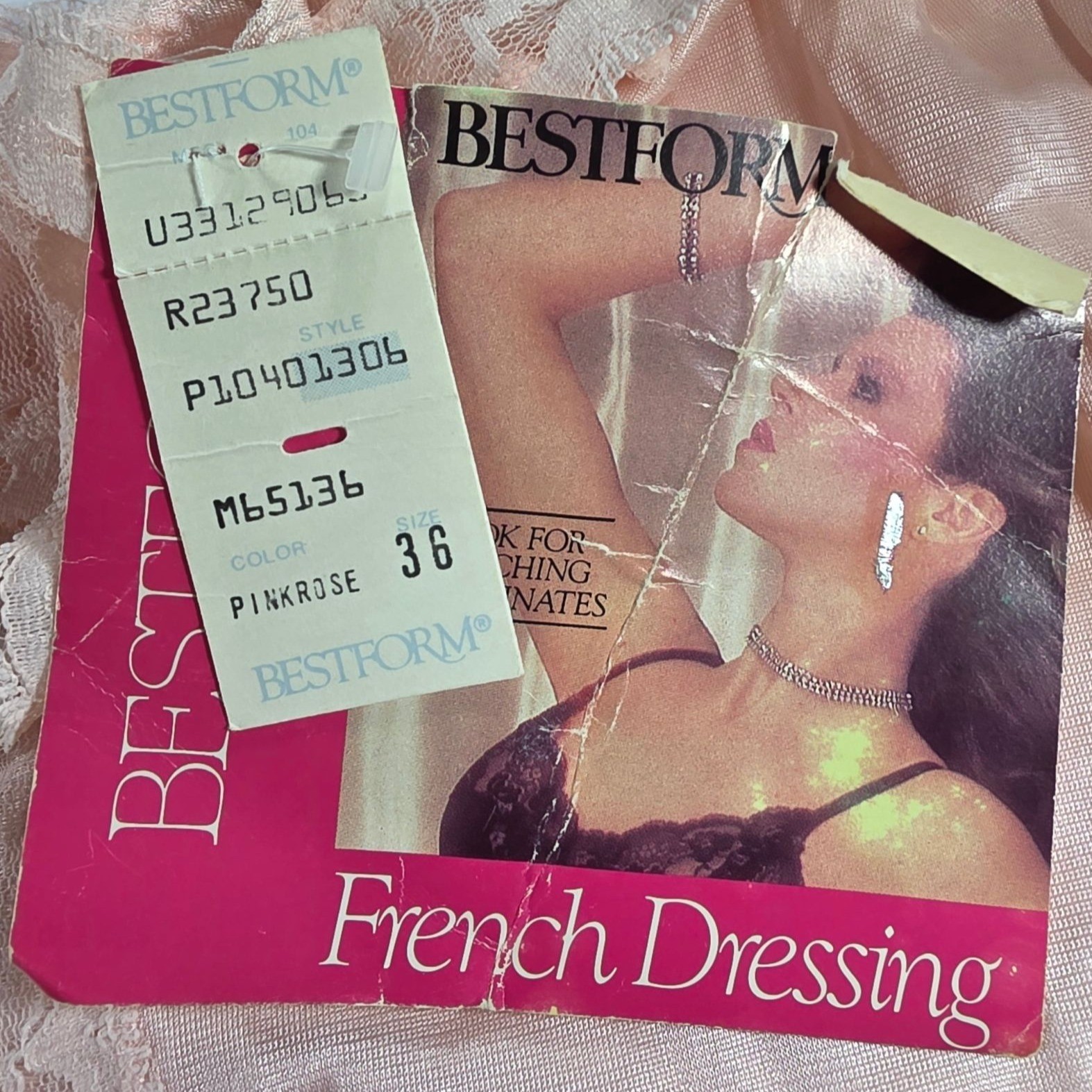 Bestform French Dressing Pink Rose Lace Camisole Size 36 Dupont Antron III Nylon