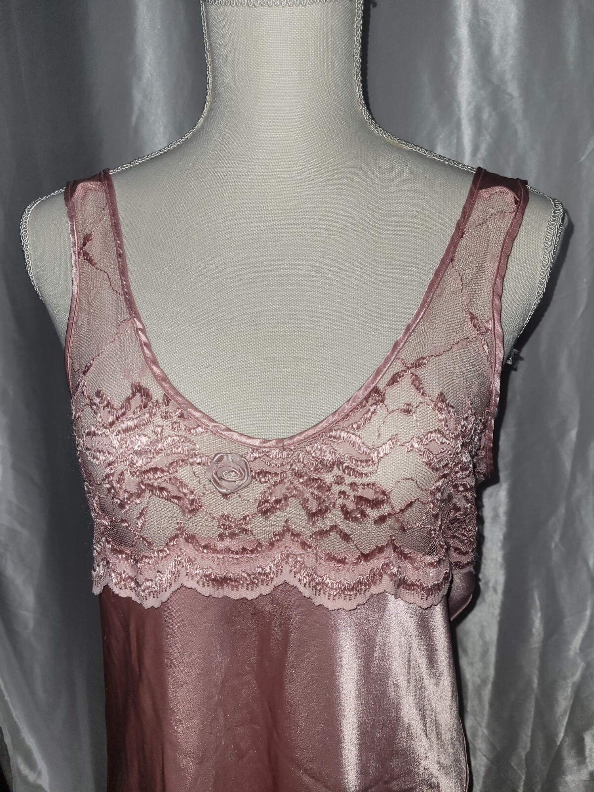 Romance Du Jour California S Small Sheer Top Sexy Pink Satin Night Gown USA Rare