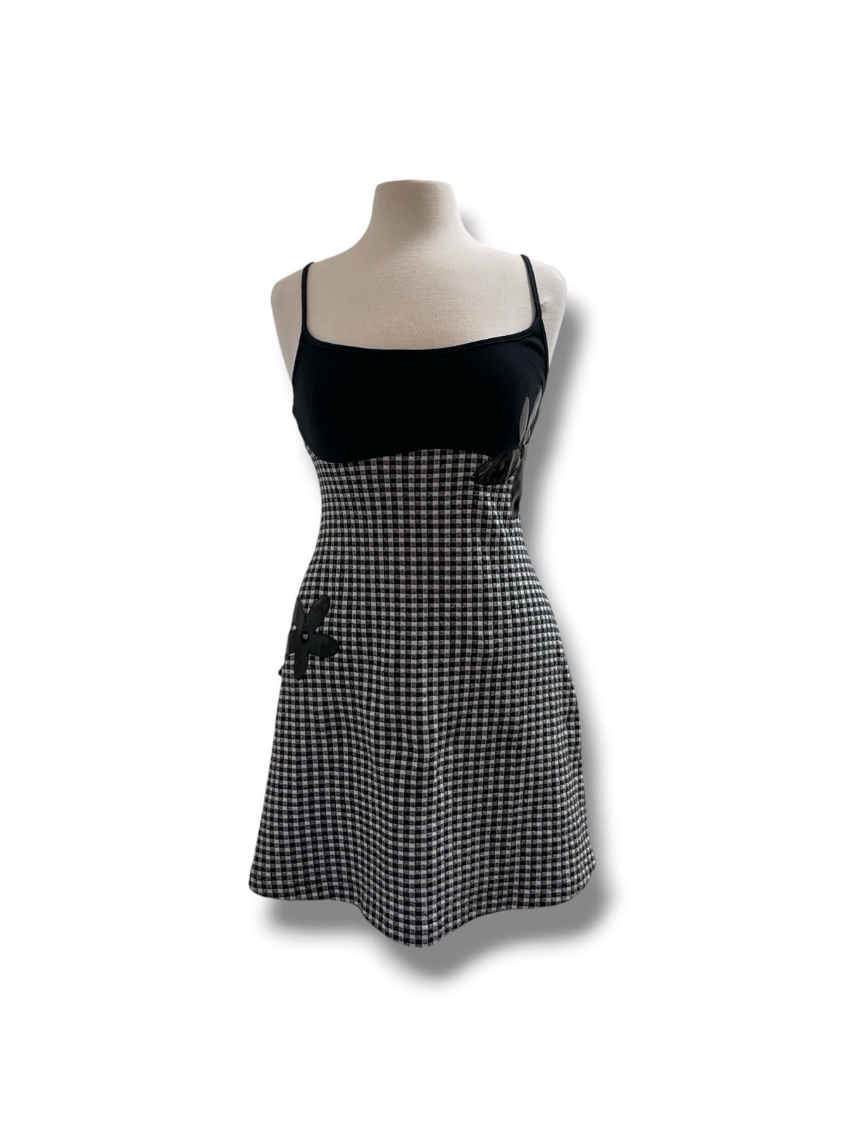 Vintage 90s Forever 21 U.S.A. Gingham Plaid Mini Dress Size Medium Y2K