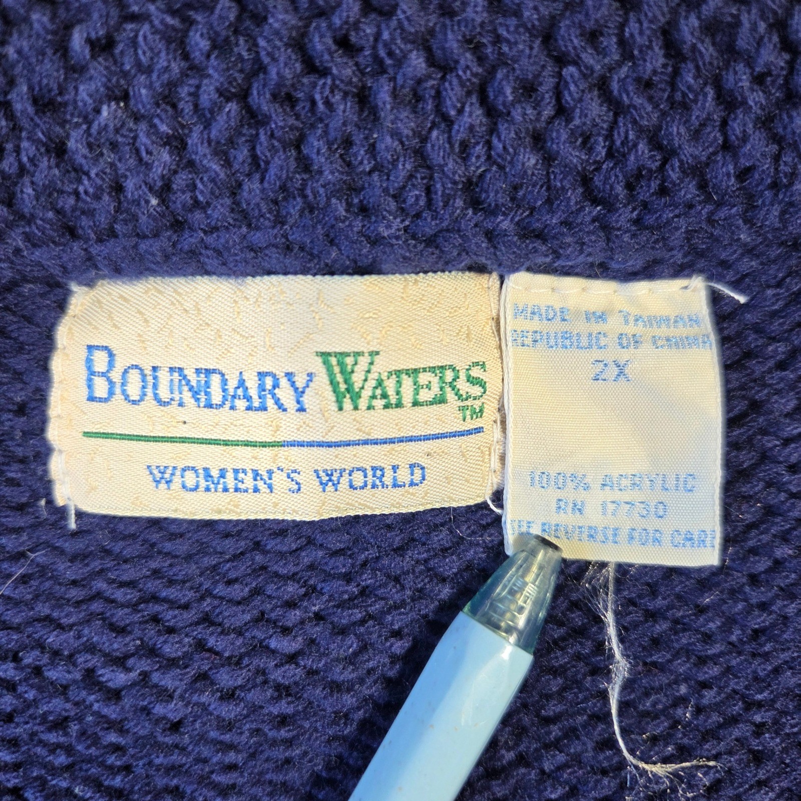 Boundary Waters Vintage Button Front Cardigan Sweater Plus 2X 100% Acrylic Retro