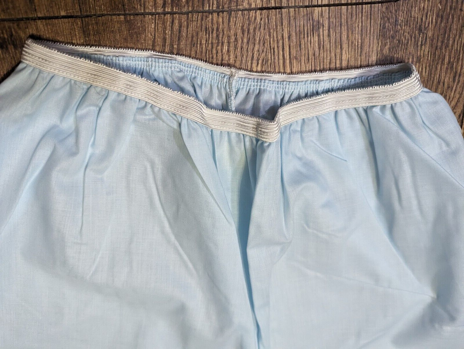 KATZ VTG 60s 70s Long Pajamas 2 Pc Retro Pale Blue Button Top Pants Sz 36 NWT