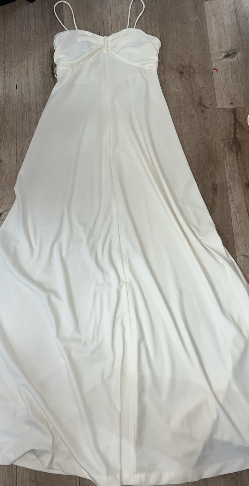 1980s Polyester Slip Dress Off White Cream Size Small S Boho Disco