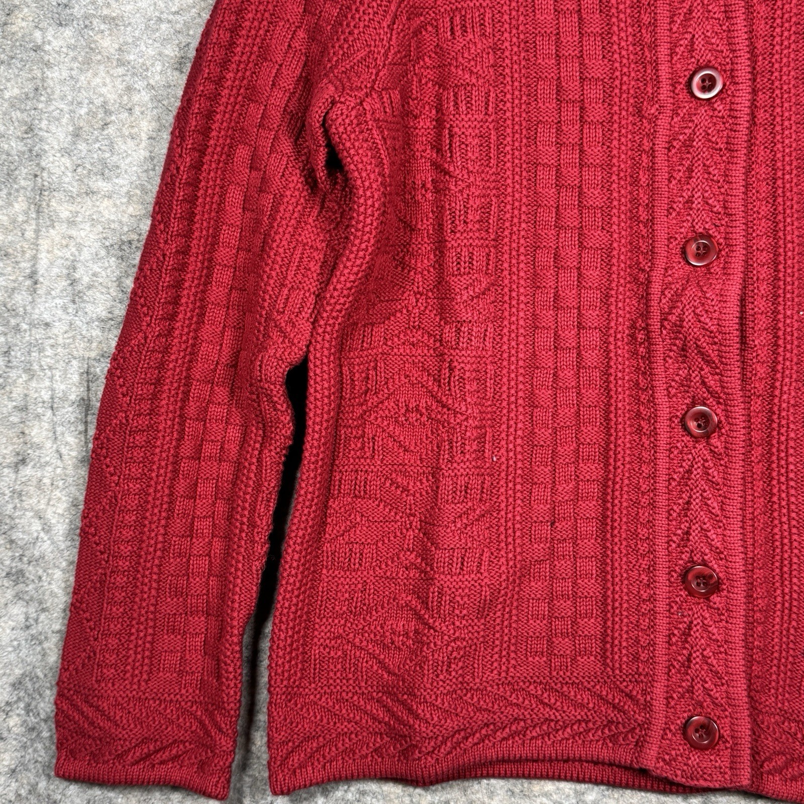 Vintage Womens LL Bean Red Button Up Cardigan Sweater Size M 19×24 100% Cotton