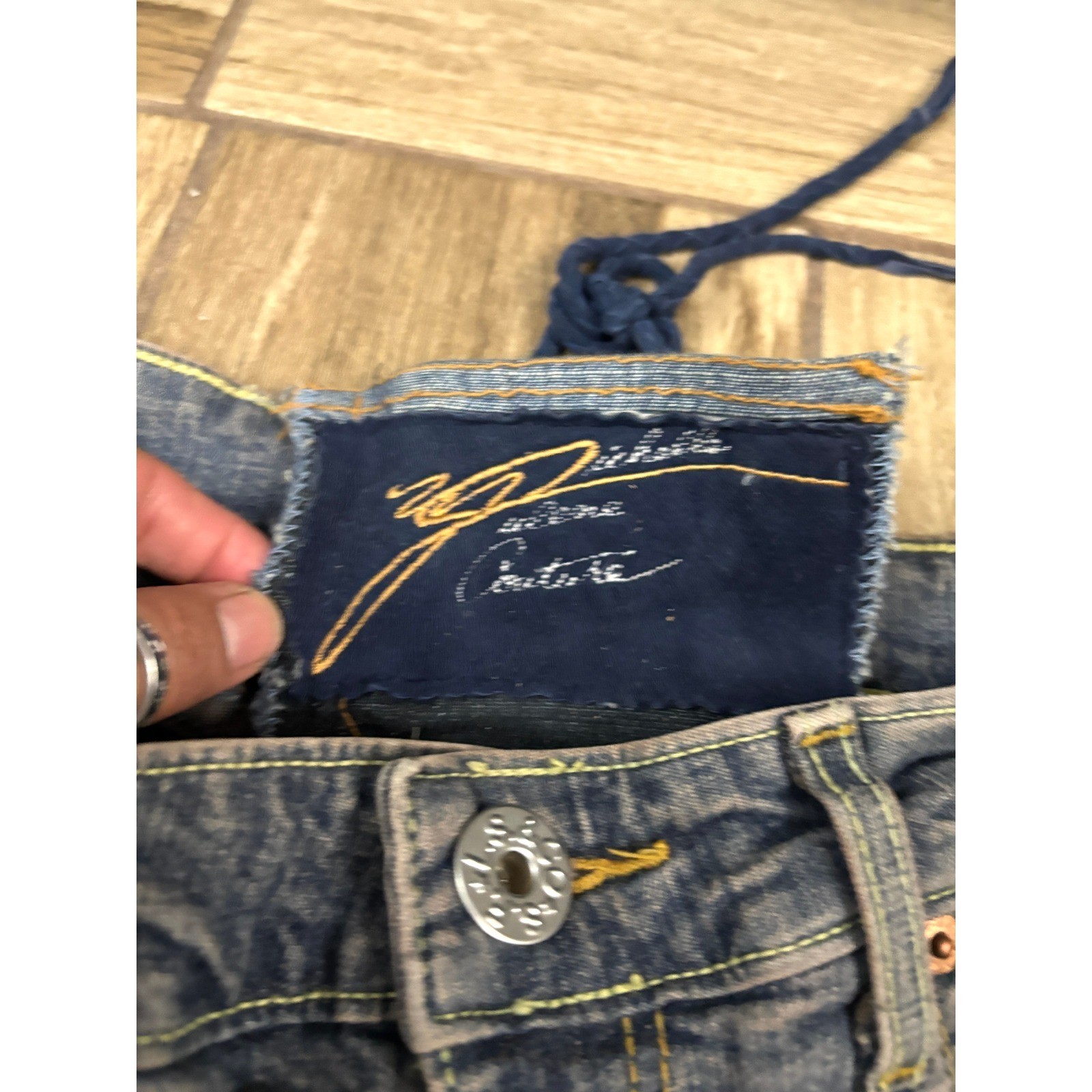 Statement Western Beaded Lace Up Flare Jeans Y2K OOAK Festival Denim